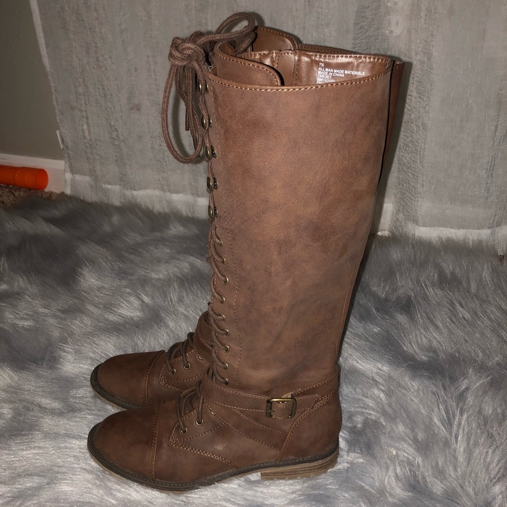 Mossimo tall combat boots brown 7/12